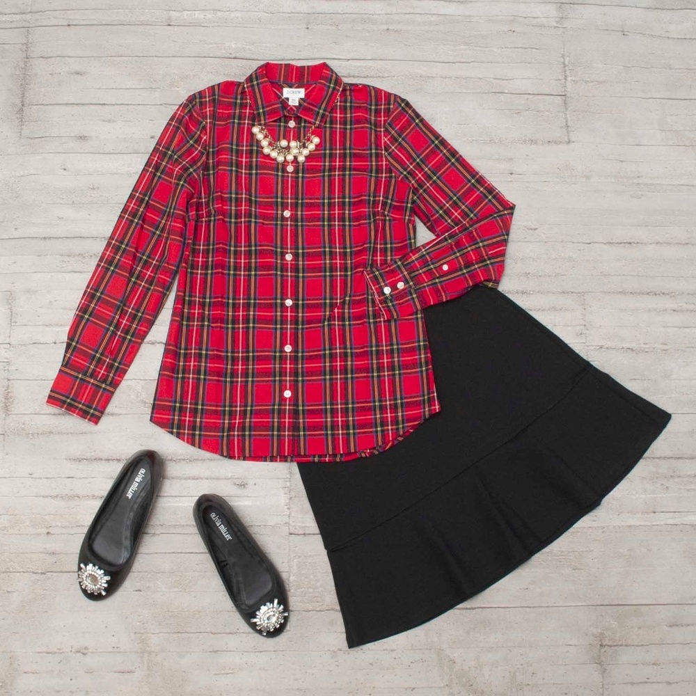 NWT J. Crew Tartan Plaid Button Down Shirt size XS - Picture 2 of 6